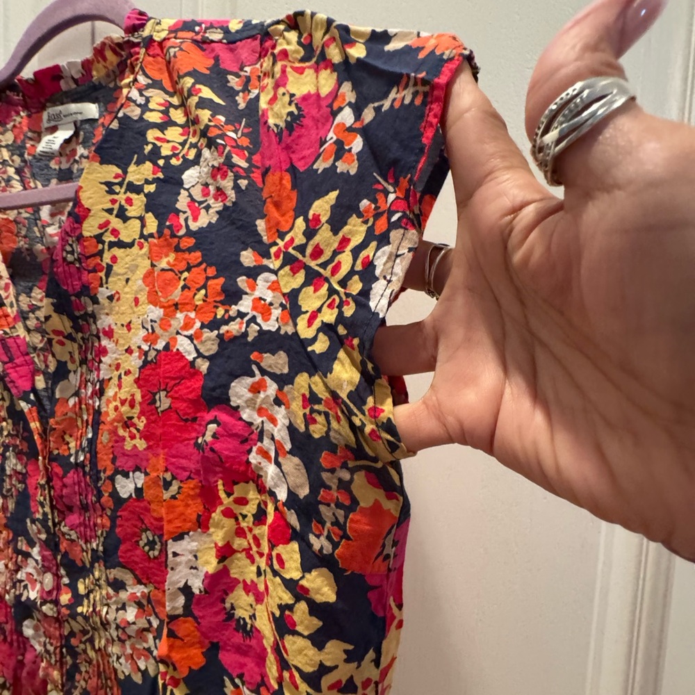 Bass Women's Vibrant Floral Blouse - Red, Pink, Yellow, Orange - Picture 2 of 6